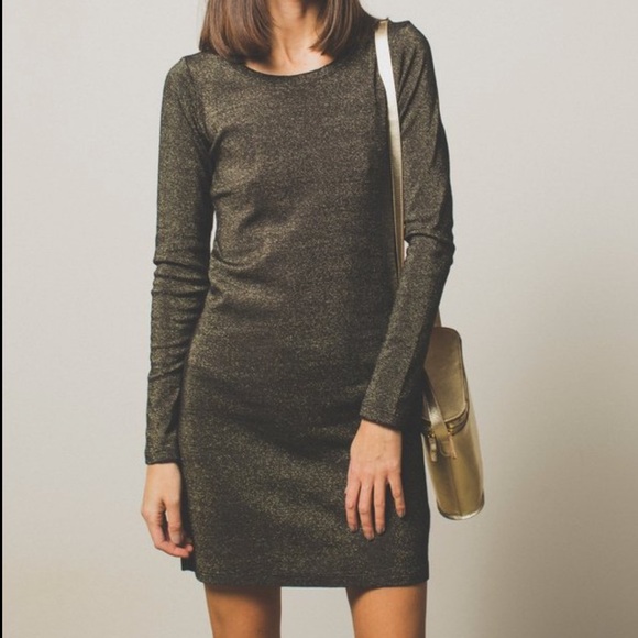 Nation LTD Dresses & Skirts - Nation Ltd Little Metallic Dress in Black Gold New With Tags Size Small